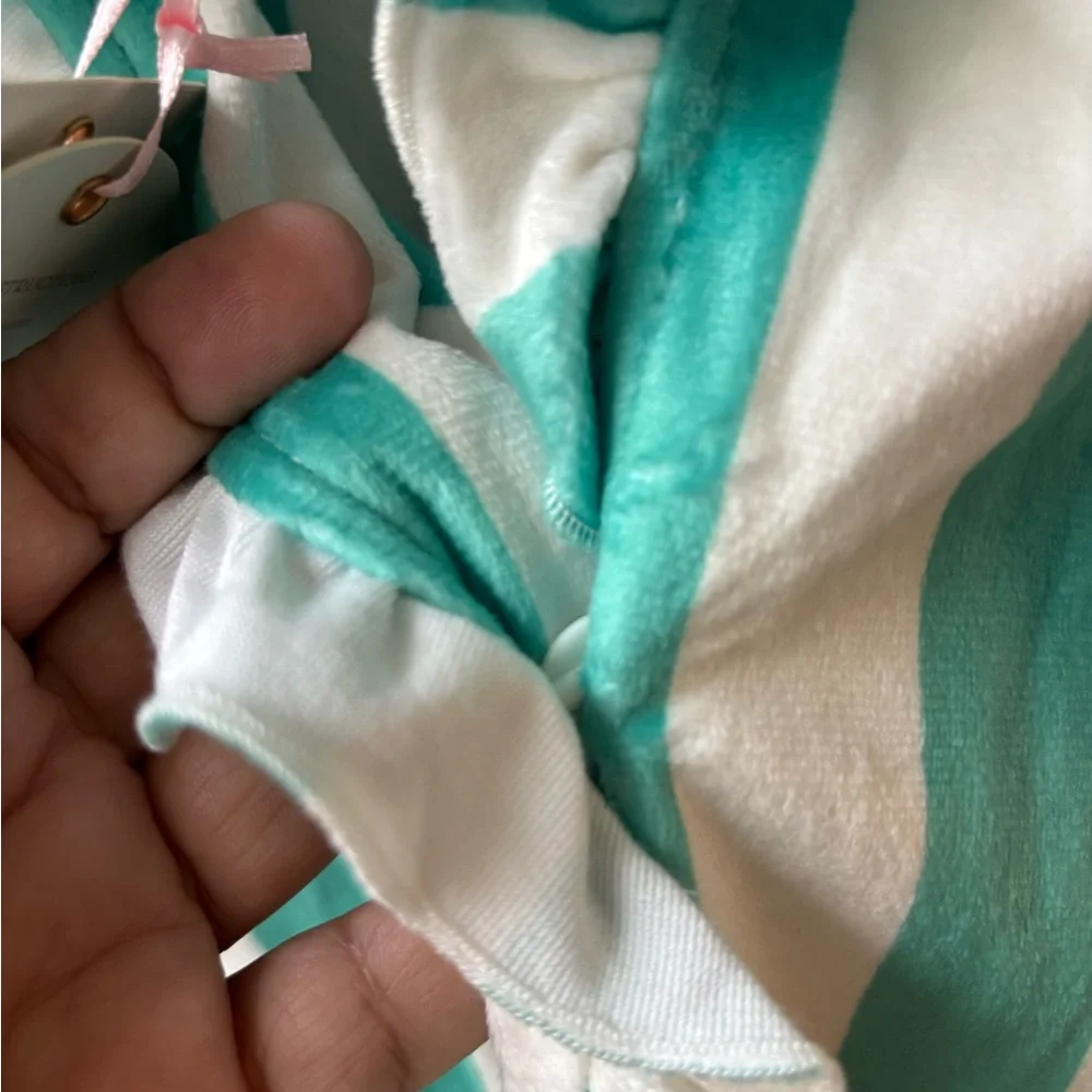 Sweet Honey Ruffled Teal and White Swim Robe